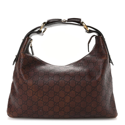 Gucci Guccissima Medium Horsebit Chain Hobo Dark Brown 1 of 11