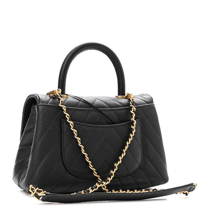 Chanel Caviar Chevron Quilted Mini Coco Handle Flap Black 3 of 10