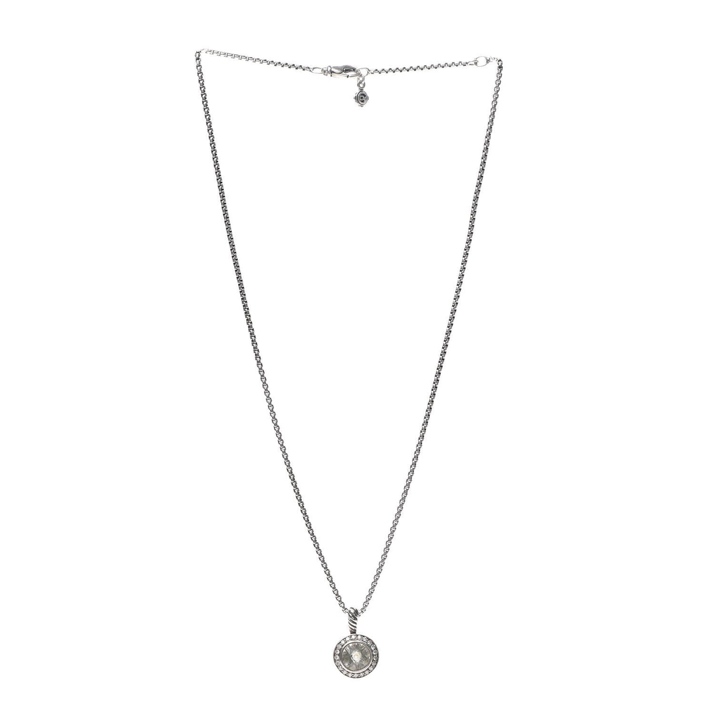 Sterling Silver Diamond Prasiolite 8mm Petite Cerise Pendant Necklace