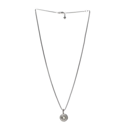 David Yurman Sterling Silver Diamond Prasiolite 8mm Petite Cerise Pendant Necklace 3 of 5