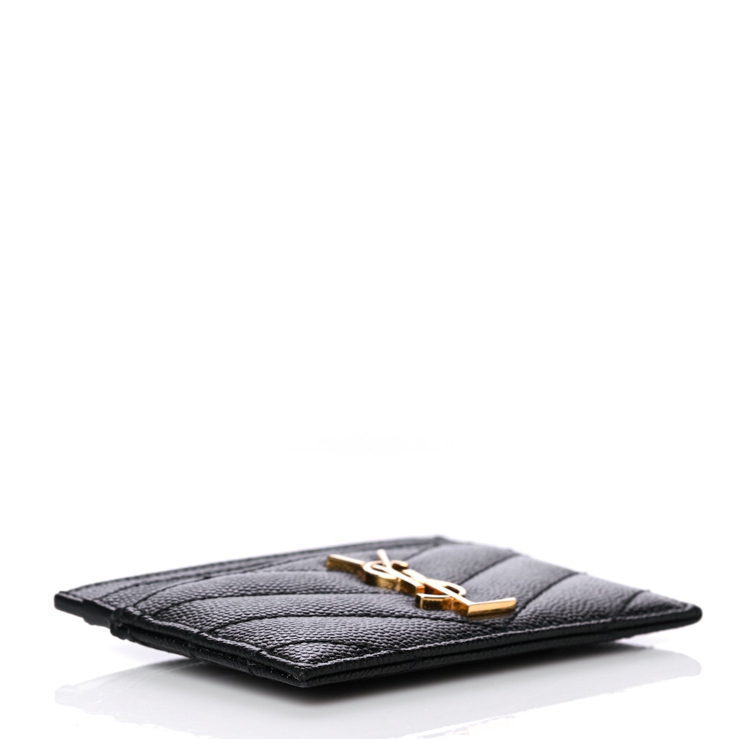 Grain De Poudre Matelasse Chevron Monogram Credit Card Case Black