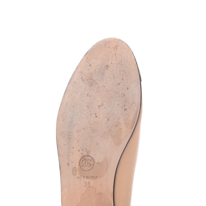 Chanel Lambskin Cap Toe CC Ballerina Flats 38 Beige Black 15 of 19