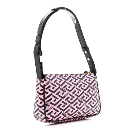 Versace Coated Canvas La Greca Signature Shoulder Bag Candy Black 3 of 12