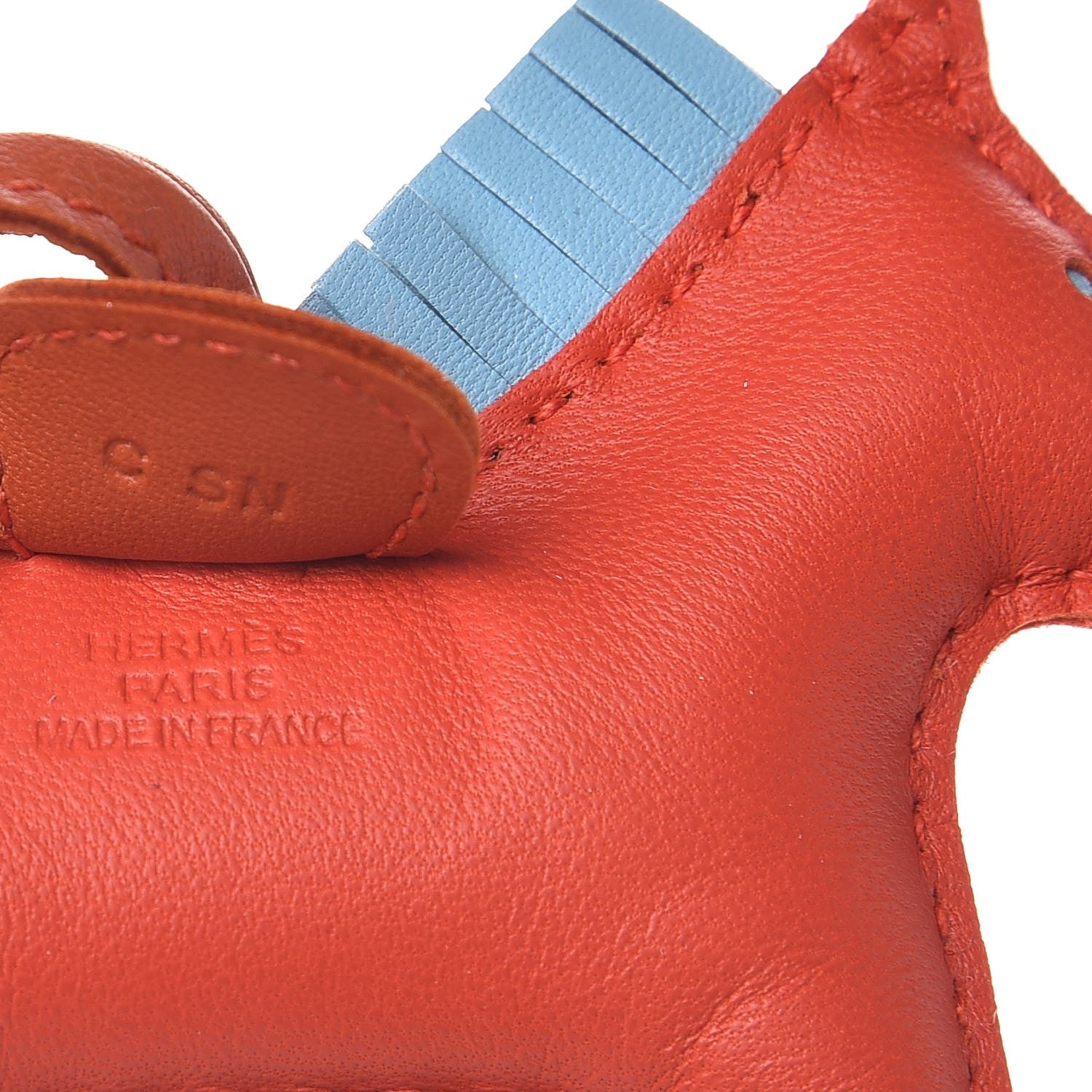Hermes Milo Lambskin Grigri Rodeo Horse Bag Charm PM Capucine Celeste Cornaline 3 of 4