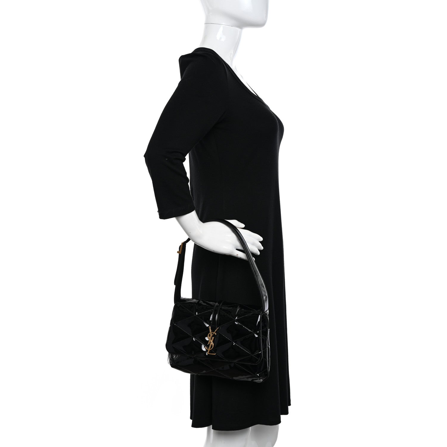 Saint Laurent Patent Quilted Le 57 Diamond Shoulder Bag Black 2 of 8