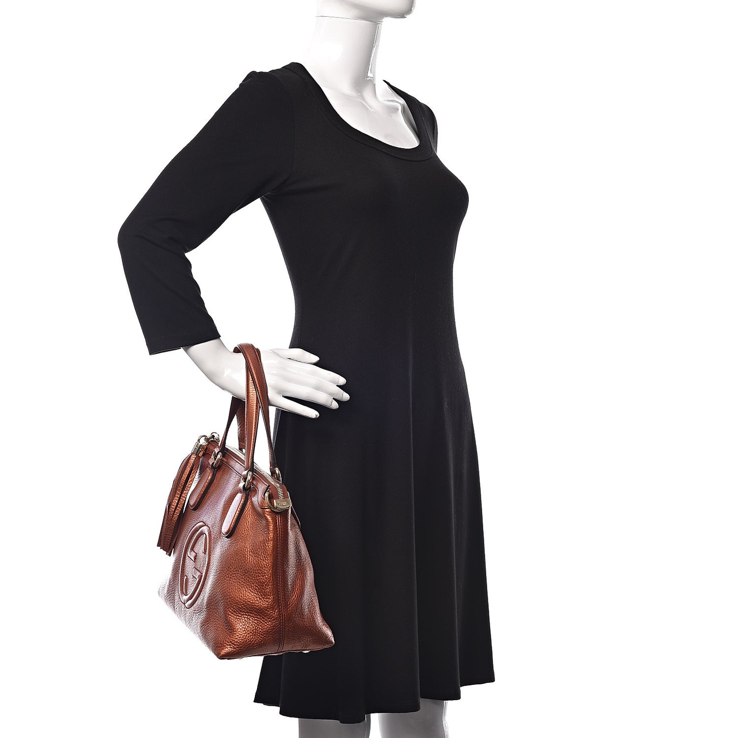 Metallic Cellarius Calfskin Small Soho Top Handle Satchel Burnt Orange