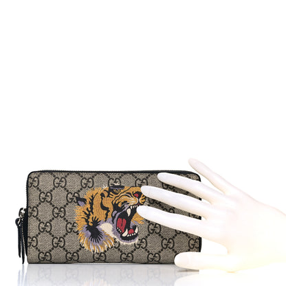 Gucci GG Supreme Monogram Tiger Zip Around Wallet 2 of 9
