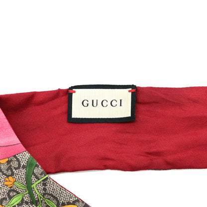 Gucci Silk Twill GG Monogram Special Flory Neck Bow Scarf Beige Pink 3 of 3