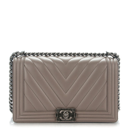 Chanel Calfskin Chevron New Medium Boy Flap Grey 1 of 7
