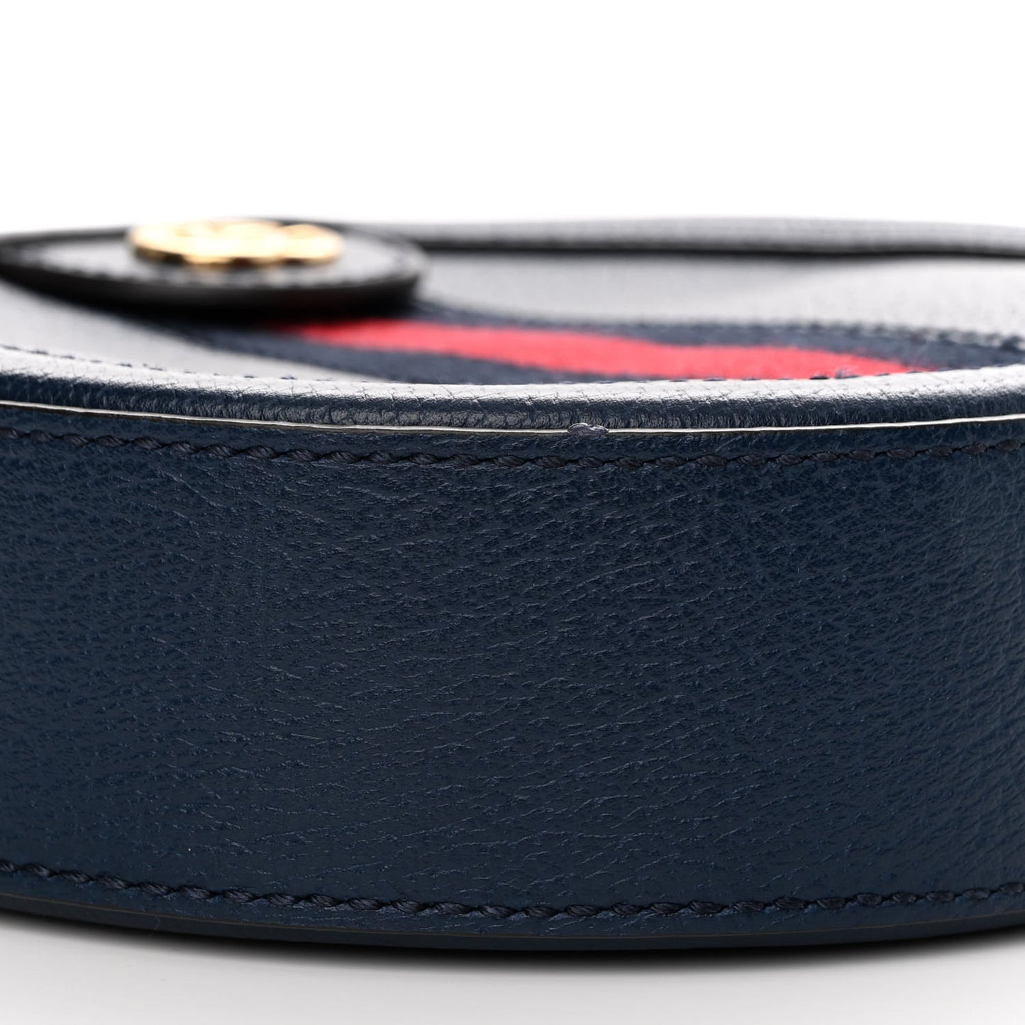Soft Textured Calfskin Web Mini Ophidia Round Shoulder Bag Blue Agata