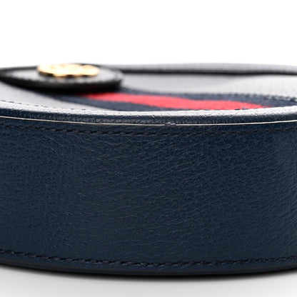 Gucci Soft Textured Calfskin Web Mini Ophidia Round Shoulder Bag Blue Agata 10 of 12