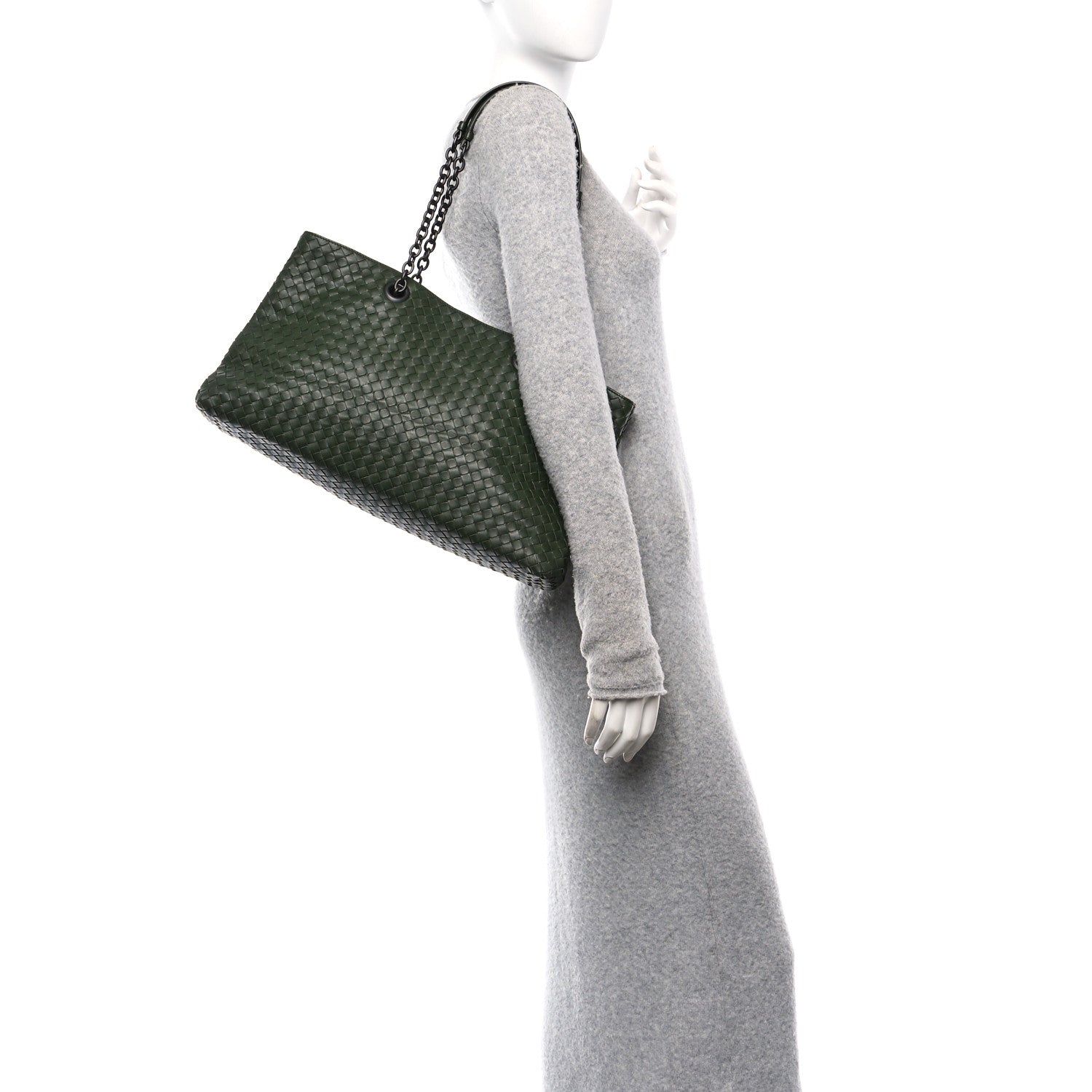 Bottega Veneta Nappa Intrecciato Large Classic Chain Strap Tote Green 2 of 12