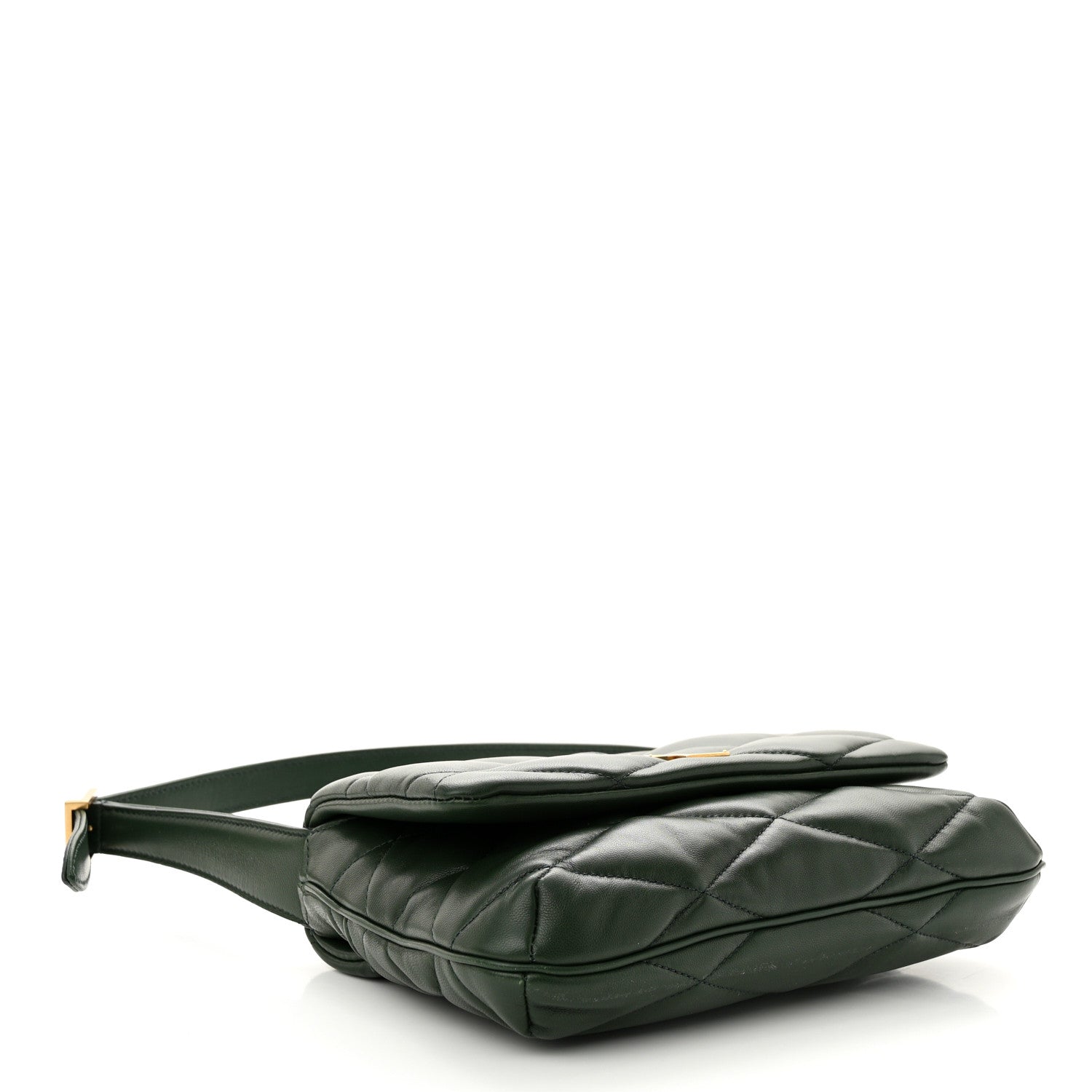 Saint Laurent Lambskin Quilted Le 57 Diamond Shoulder Bag Vert Fonce 4 of 11