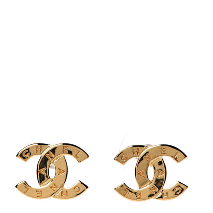 Chanel Metal CC Paris Button Stud Earrings Gold 1 of 5