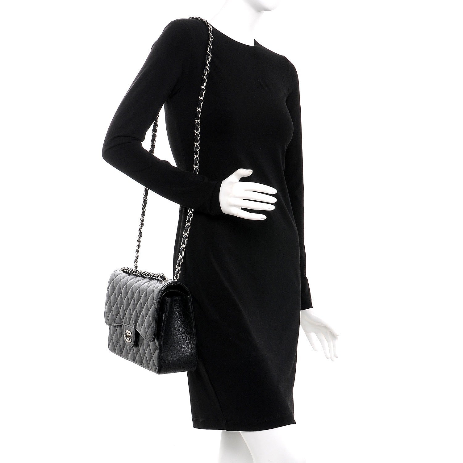 Chanel Caviar Quilted Jumbo Double Flap Black 2 of 8