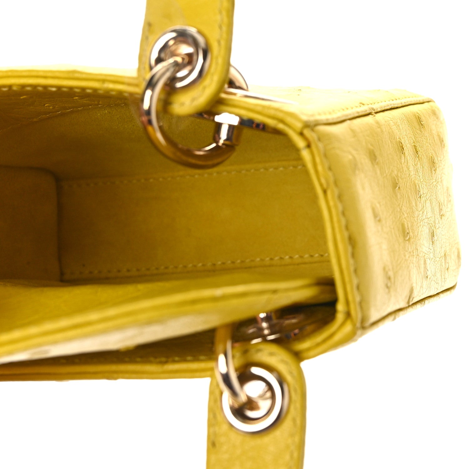 Christian Dior Ostrich Micro Lady Dior Yellow 5 of 8