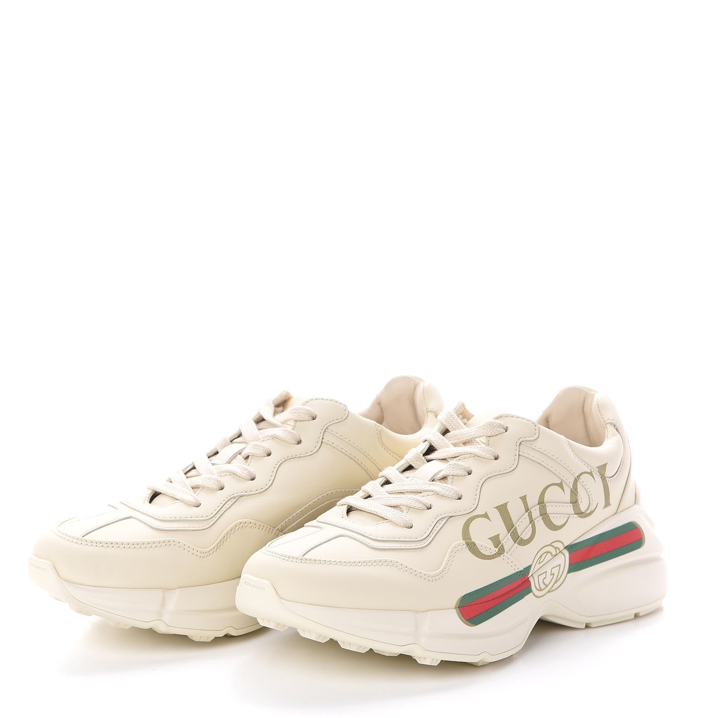 Calfskin Logo Womens Rhyton Sneakers 36 Ivory