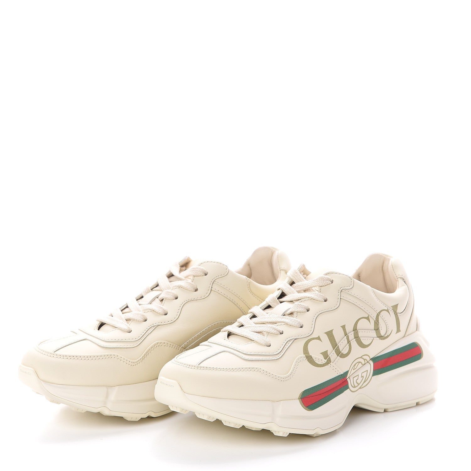 Gucci Calfskin Logo Womens Rhyton Sneakers 36 Ivory 3 of 7