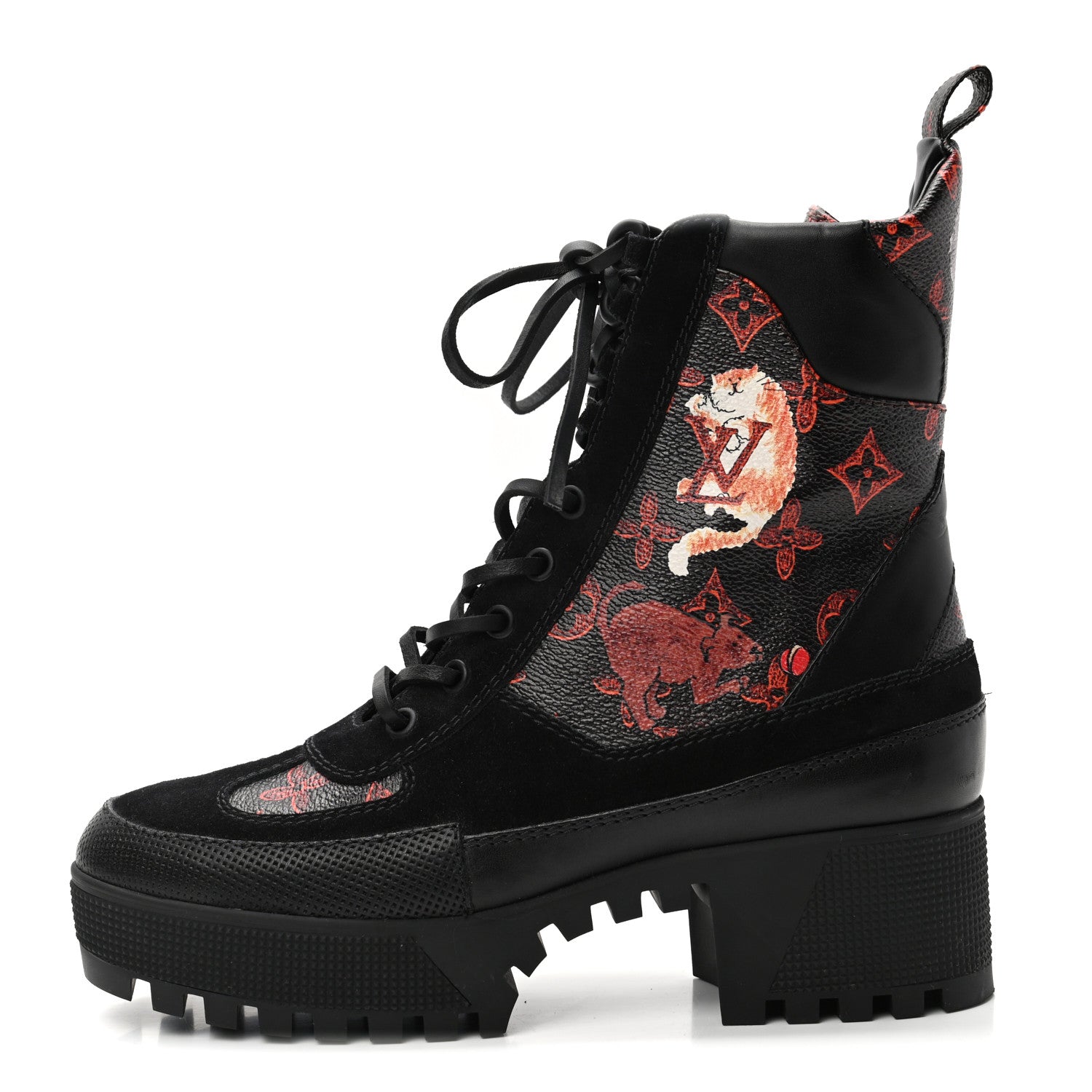 Louis Vuitton Suede Calfskin Catogram Laureate Platform Desert Boots 38 Black Marron 1 of 8