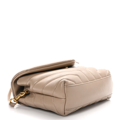 Saint Laurent Calfskin Y Quilted Monogram Toy Loulou Crossbody Bag Dark Beige 4 of 10