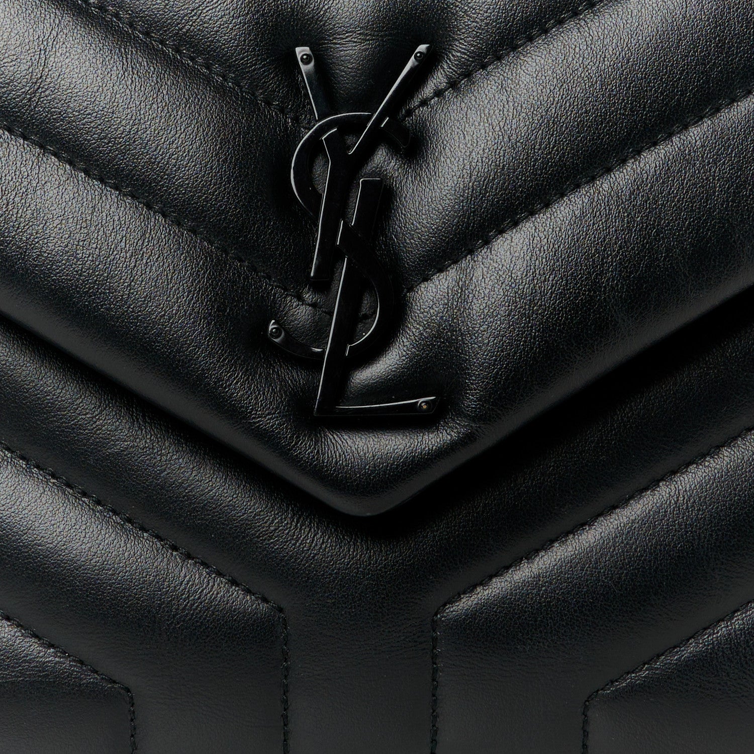 Saint Laurent Calfskin Y Quilted Monogram Monochrome Small Loulou Chain Satchel Black 9 of 11