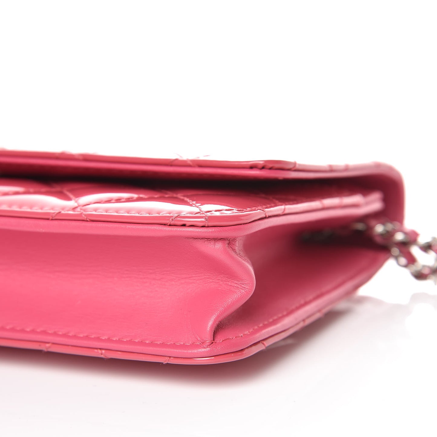Patent Quilted Wallet On Chain WOC Dark Pink