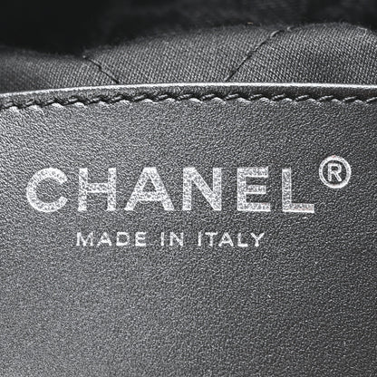 Chanel Denim Quilted Floral Print Mini Chanel 22 Black Grey 6 of 10