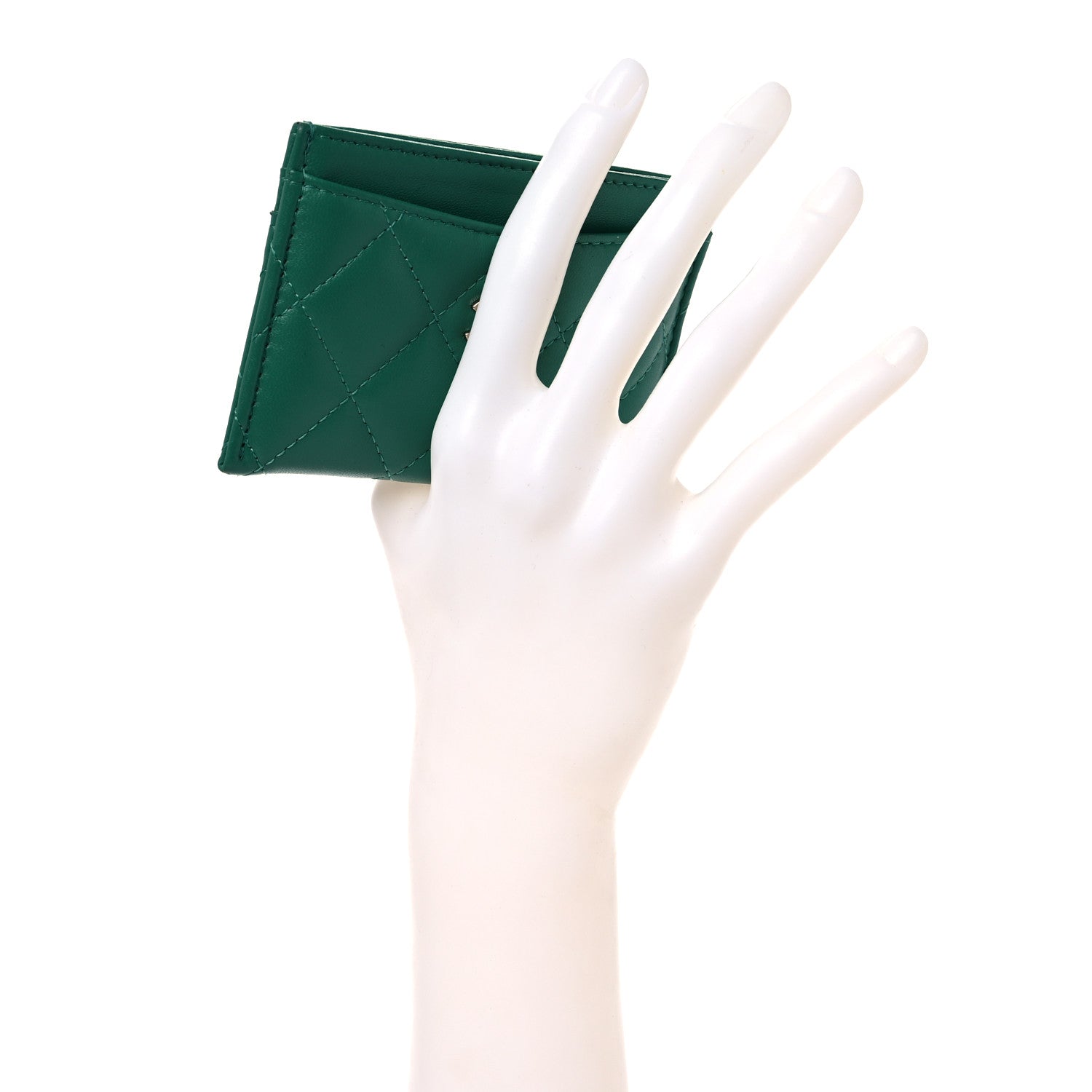 Chanel Lambskin Quilted Card Holder Green 2 of 13