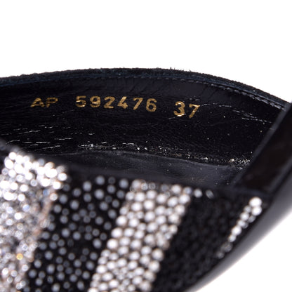 Saint Laurent Watersnake Crystal Embellished Zoe 105 Ankle Strap Pumps 37 Black 8 of 9