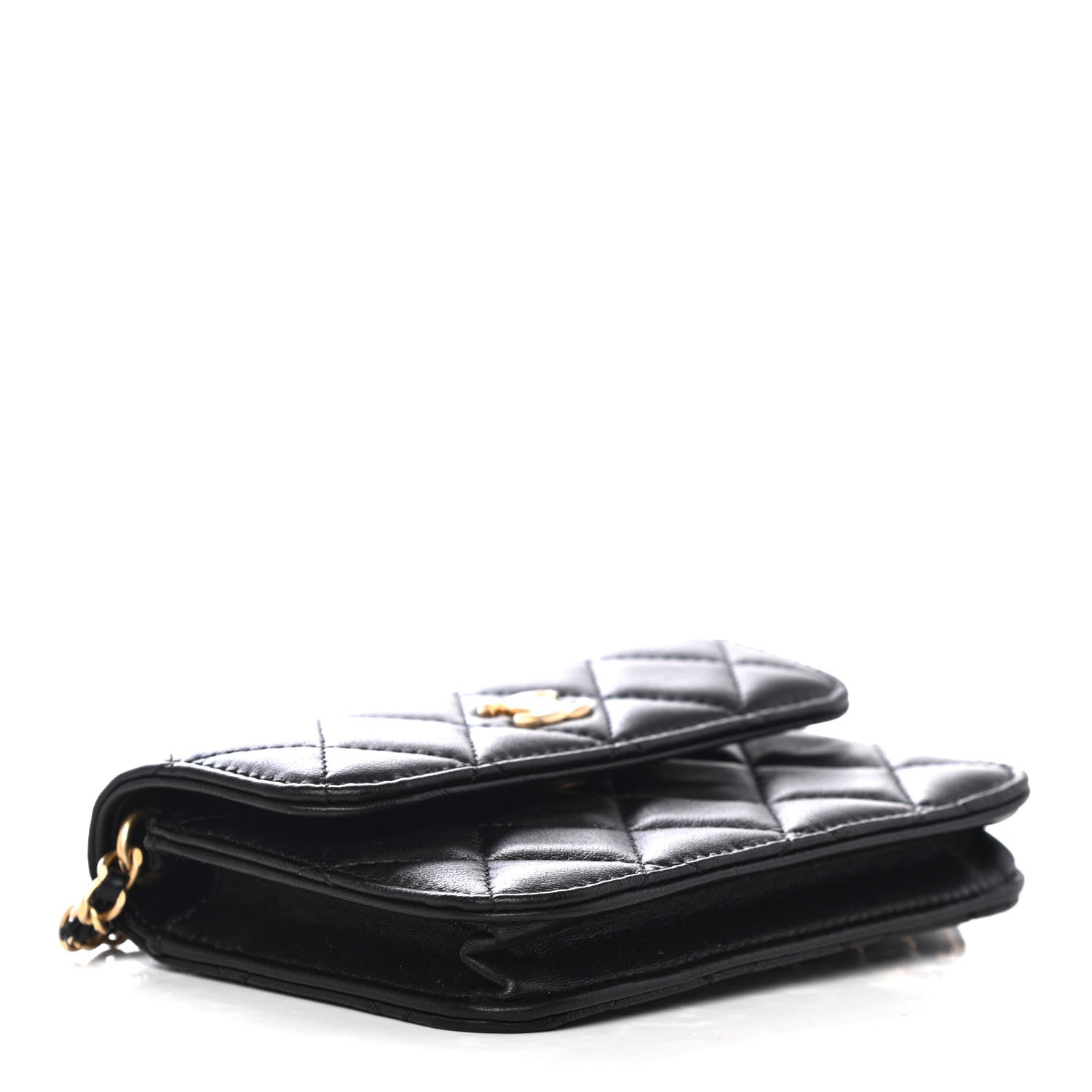 Chanel Lambskin Quilted Pearl Crush Clutch With Chain Black 3 of 4