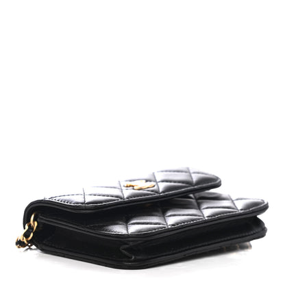 Chanel Lambskin Quilted Pearl Crush Clutch With Chain Black 3 of 4