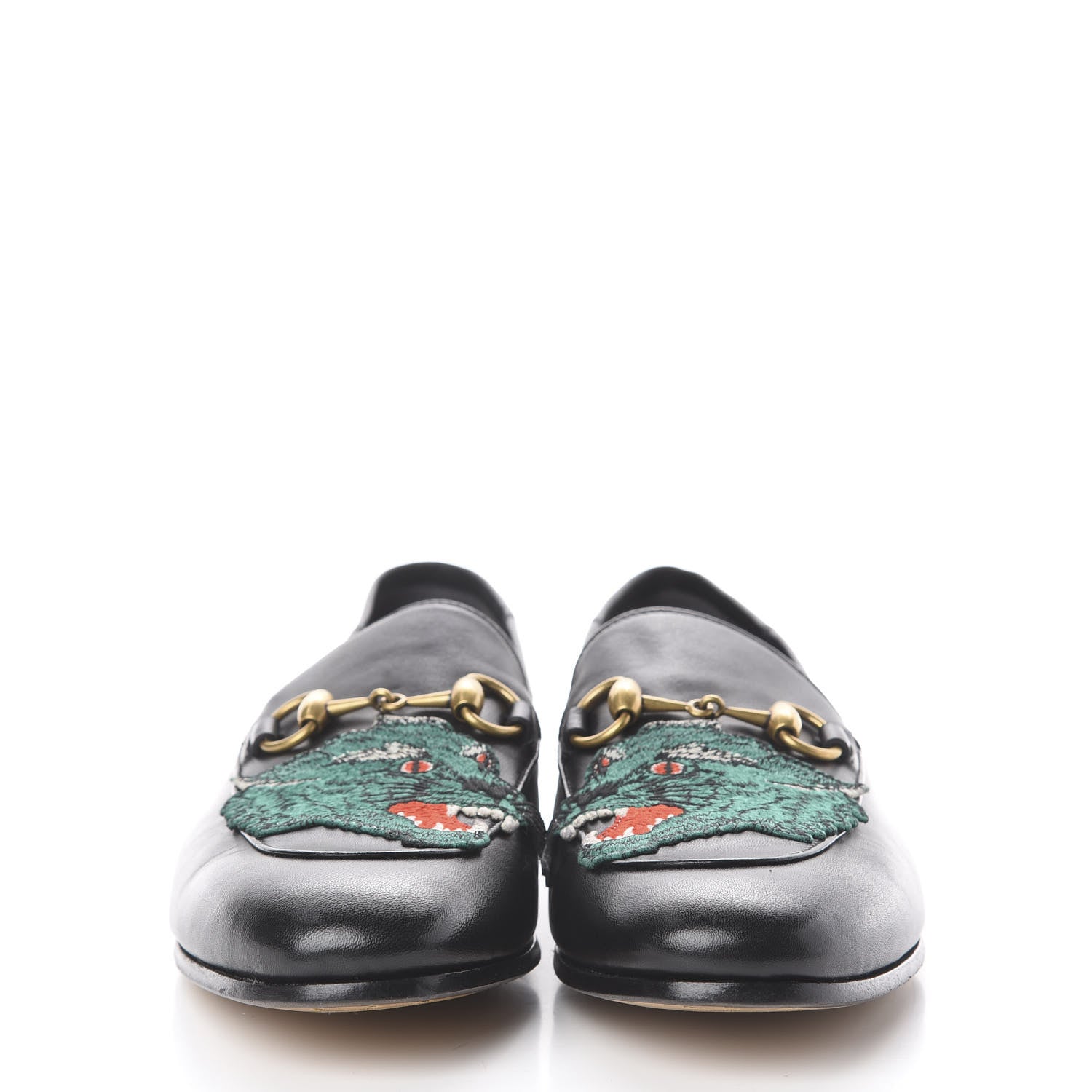 Gucci Lambskin Wolf Embroidered Mens Brixton Horsebit Loafers 6.5 Black 2 of 10