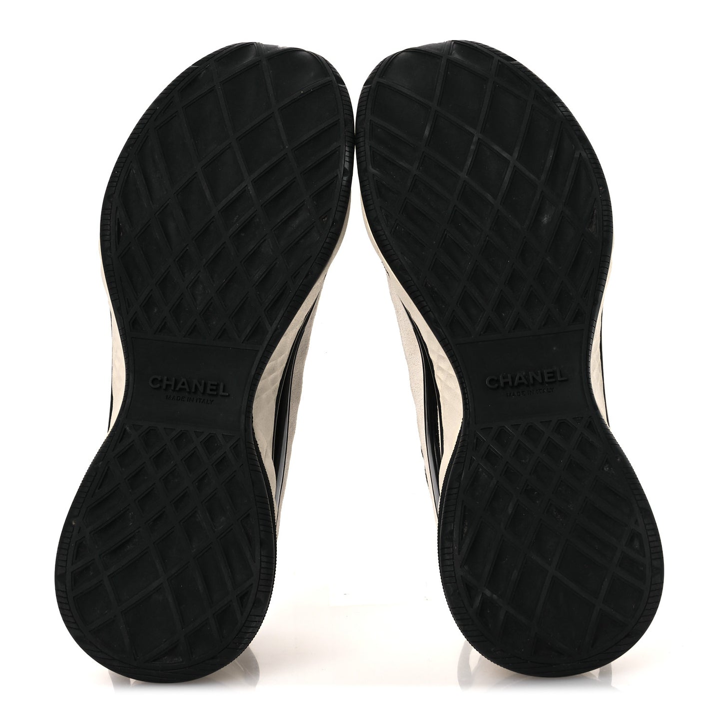 Fabric Suede Calfskin CC Sneakers 39.5 White Black