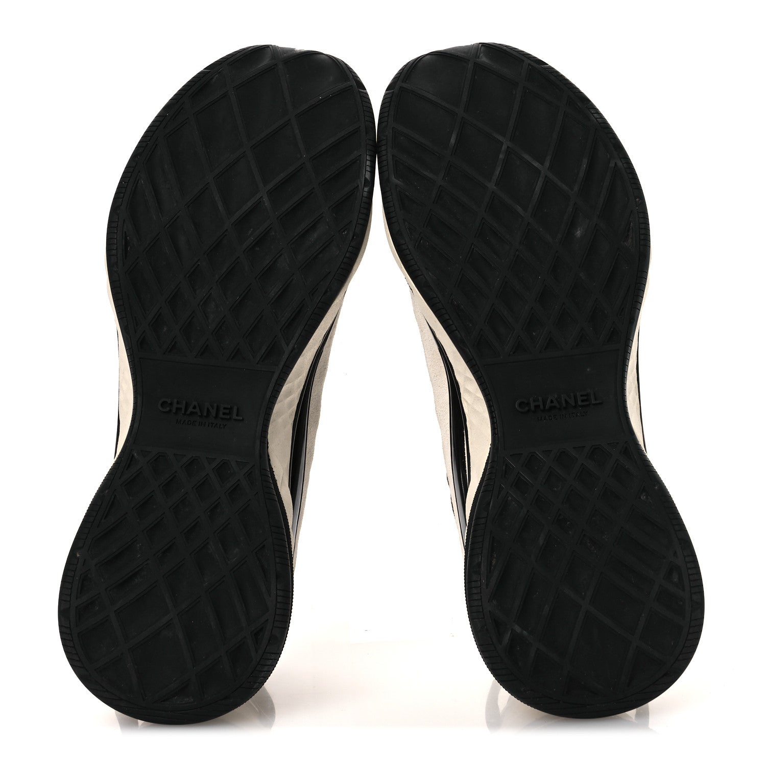 Chanel Fabric Suede Calfskin CC Sneakers 39.5 White Black 7 of 12