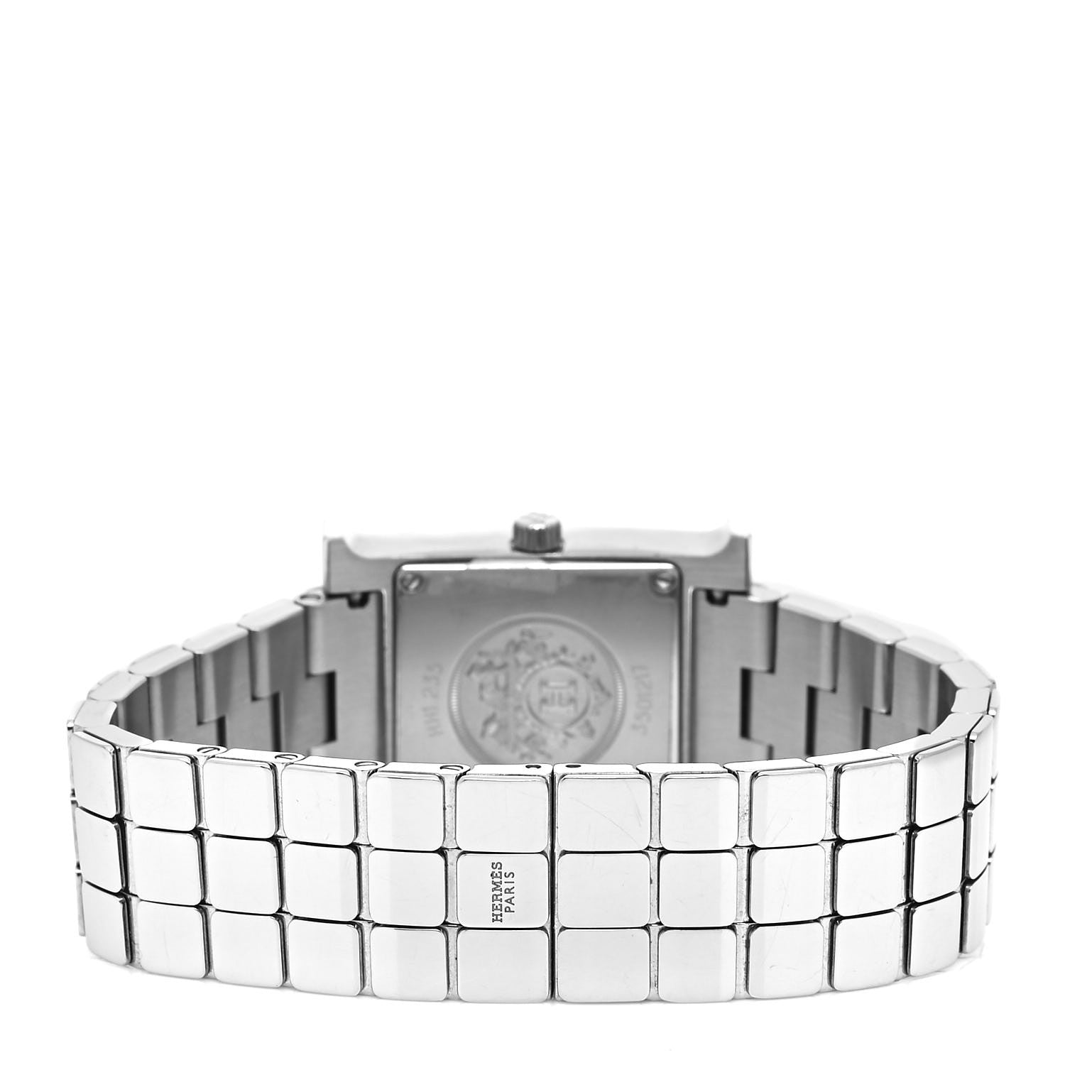 Hermes Stainless Steel Diamond Bezel Mother of Pearl 21mm Heure H Hour Quartz Watch 3 of 5