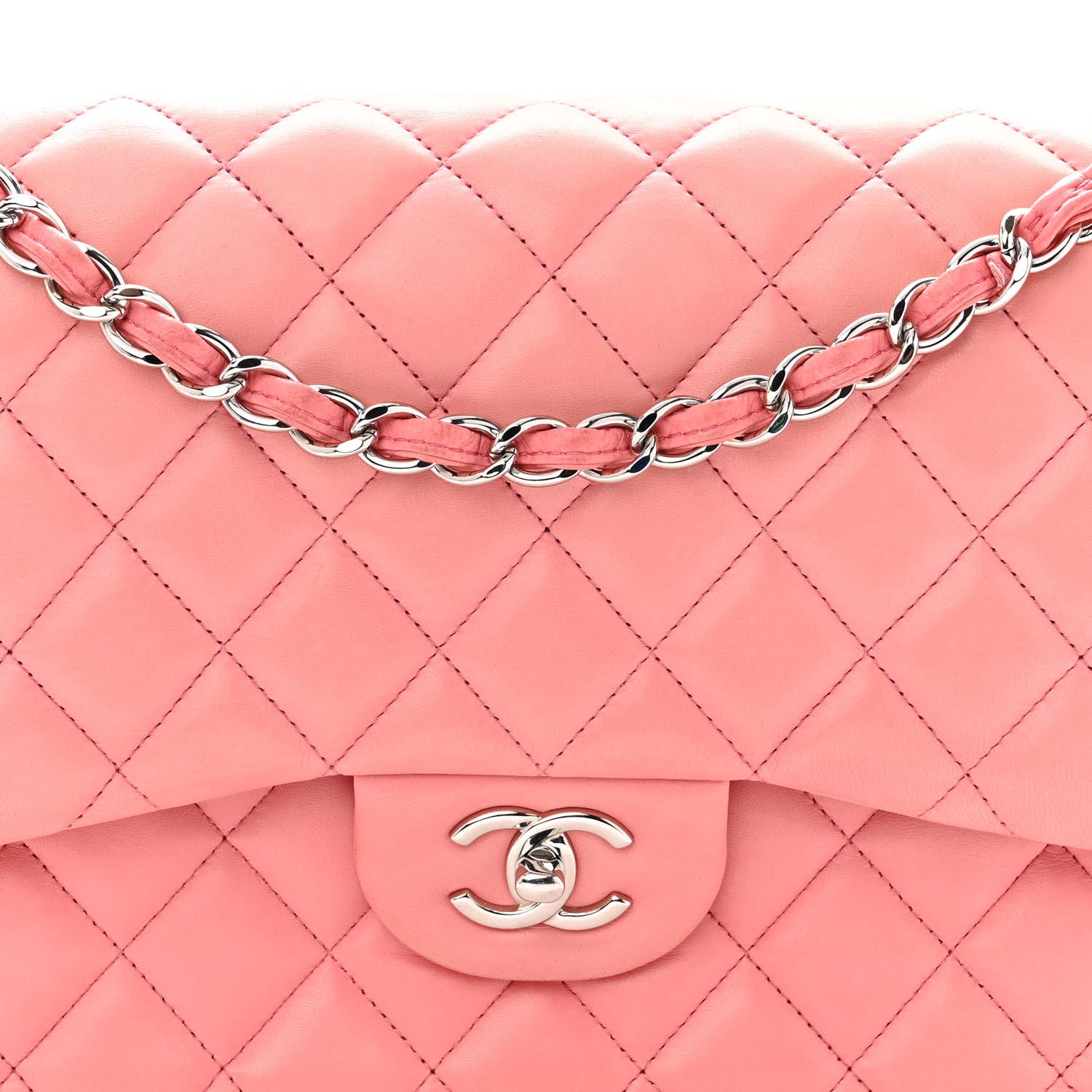 Chanel Lambskin Quilted Jumbo Double Flap Pink 9 of 15
