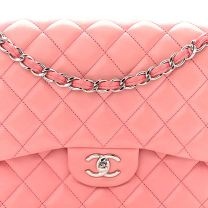 Chanel Lambskin Quilted Jumbo Double Flap Pink 9 of 15