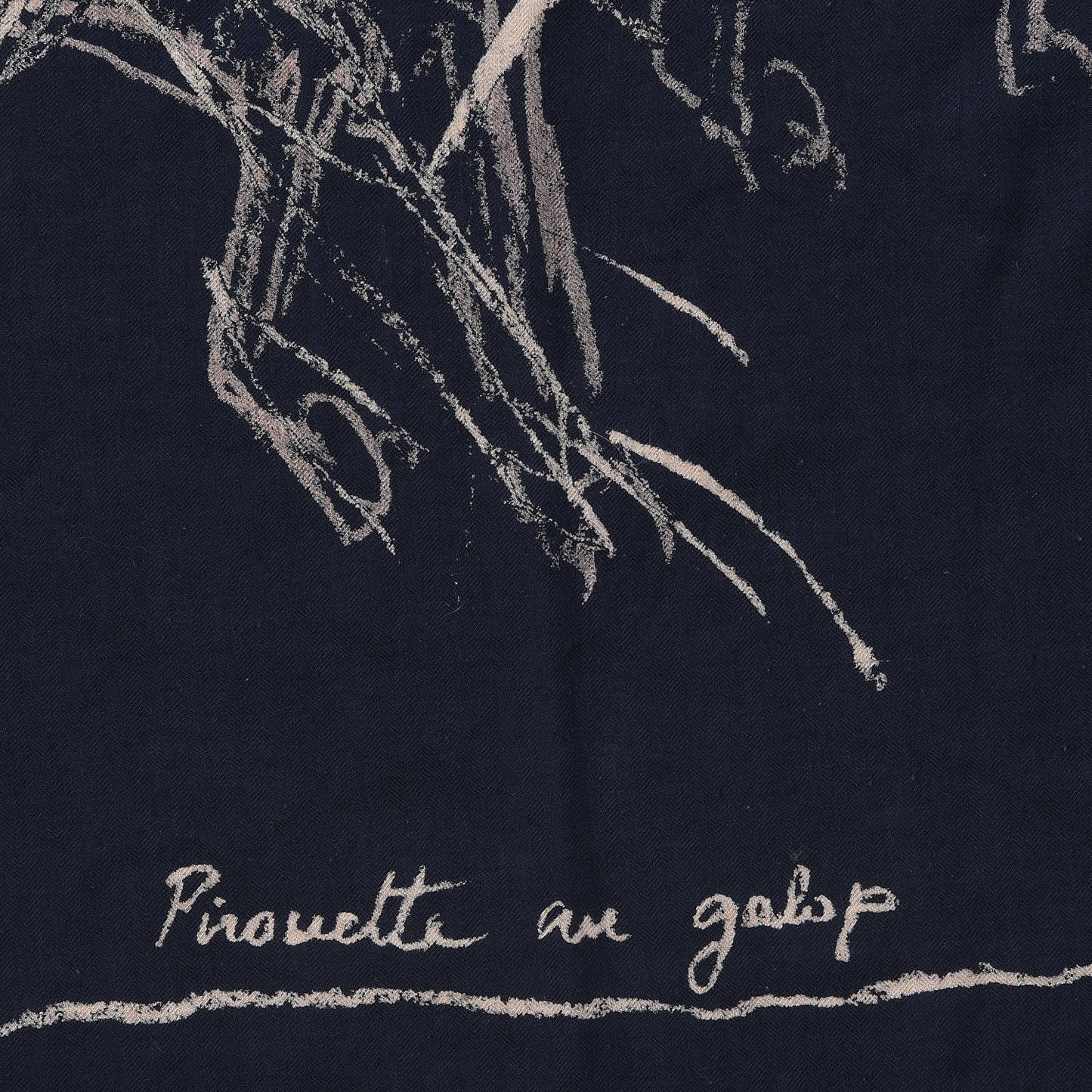 Cashmere Silk Pirouette au Galop Shawl 140 Marine Naturel Beige