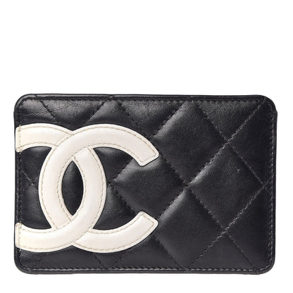Chanel Calfskin Quilted Cambon Card Holder Black White 1 of 10