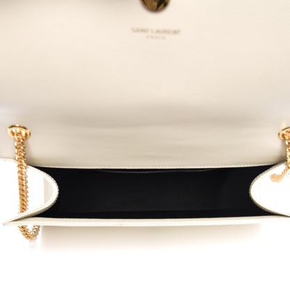 Saint Laurent Grain De Poudre Medium Classic Monogram Kate Satchel Dove White 5 of 13