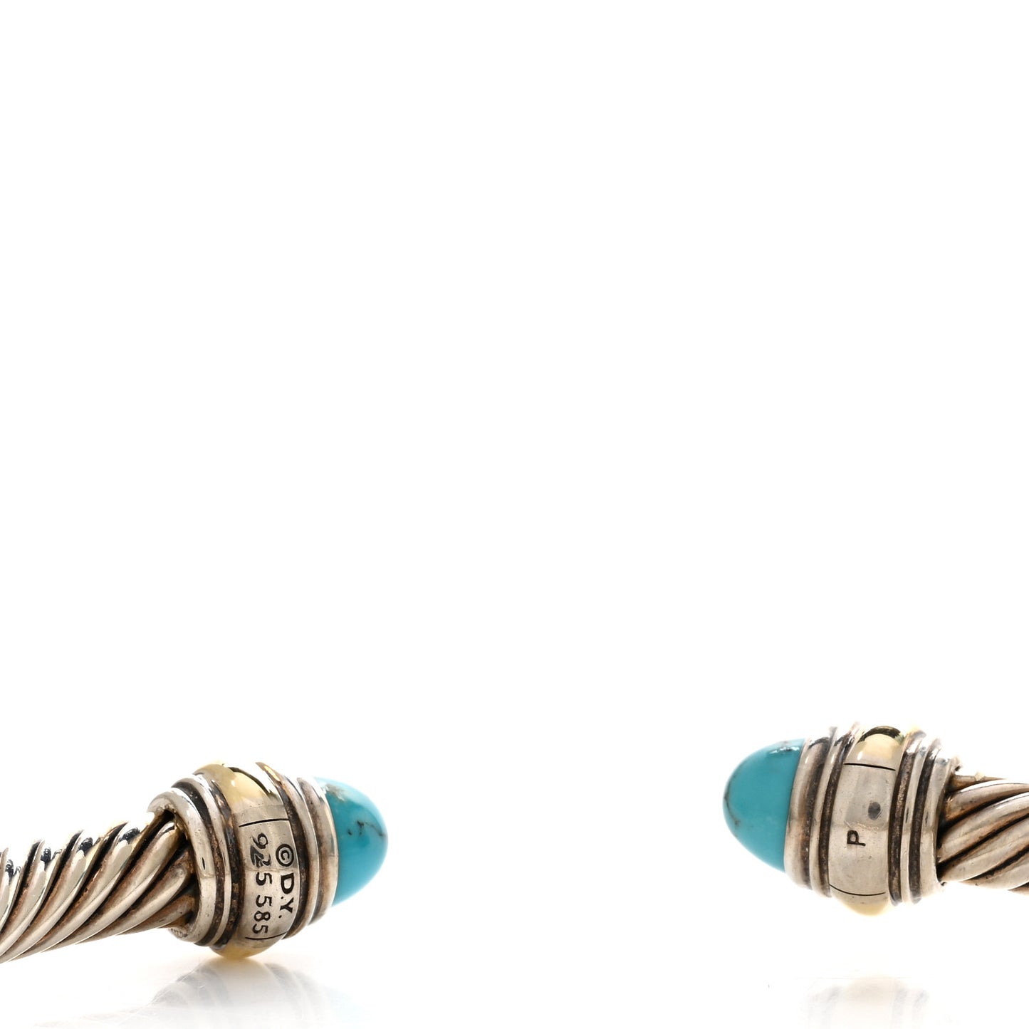 Sterling Silver 14K Yellow Gold Turquoise 5mm Cable Classics Bracelet