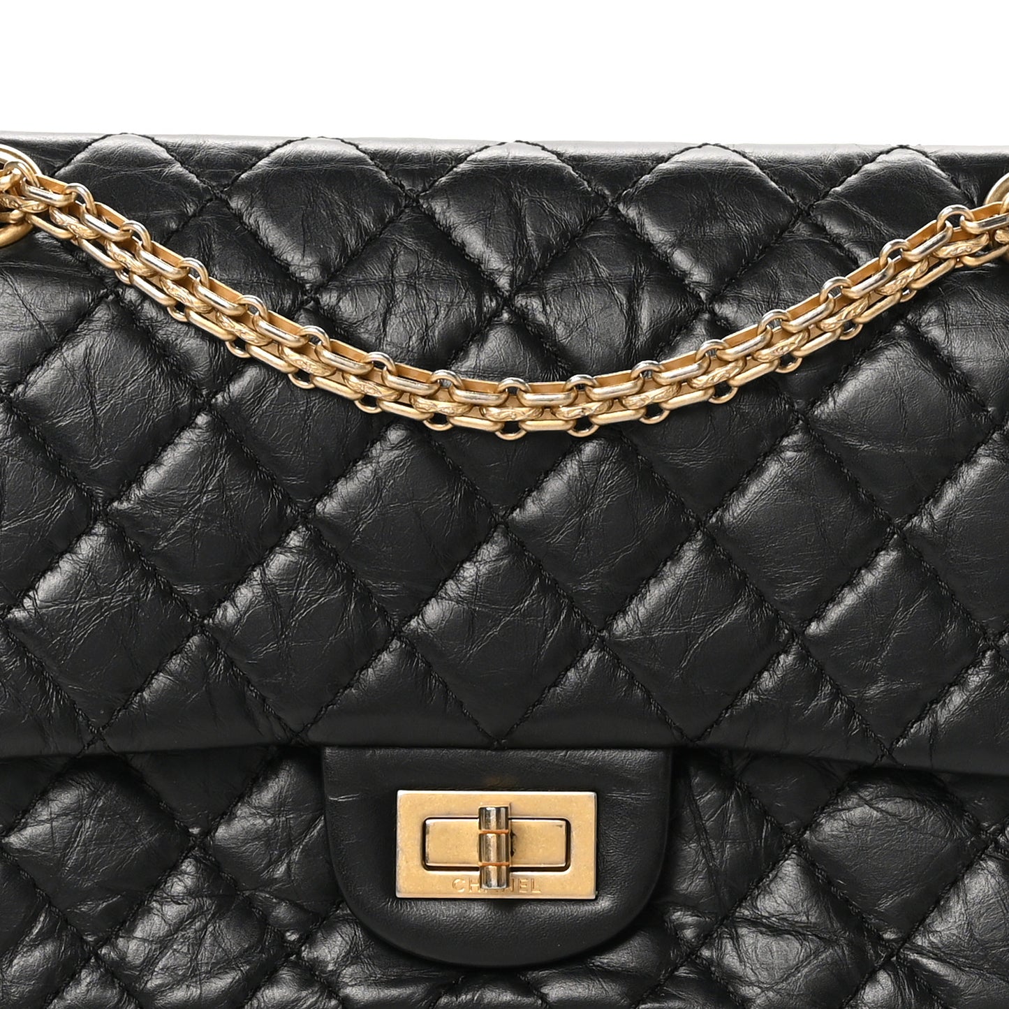 Aged Calfskin Quilted 2.55 Reissue 225 Flap Black
