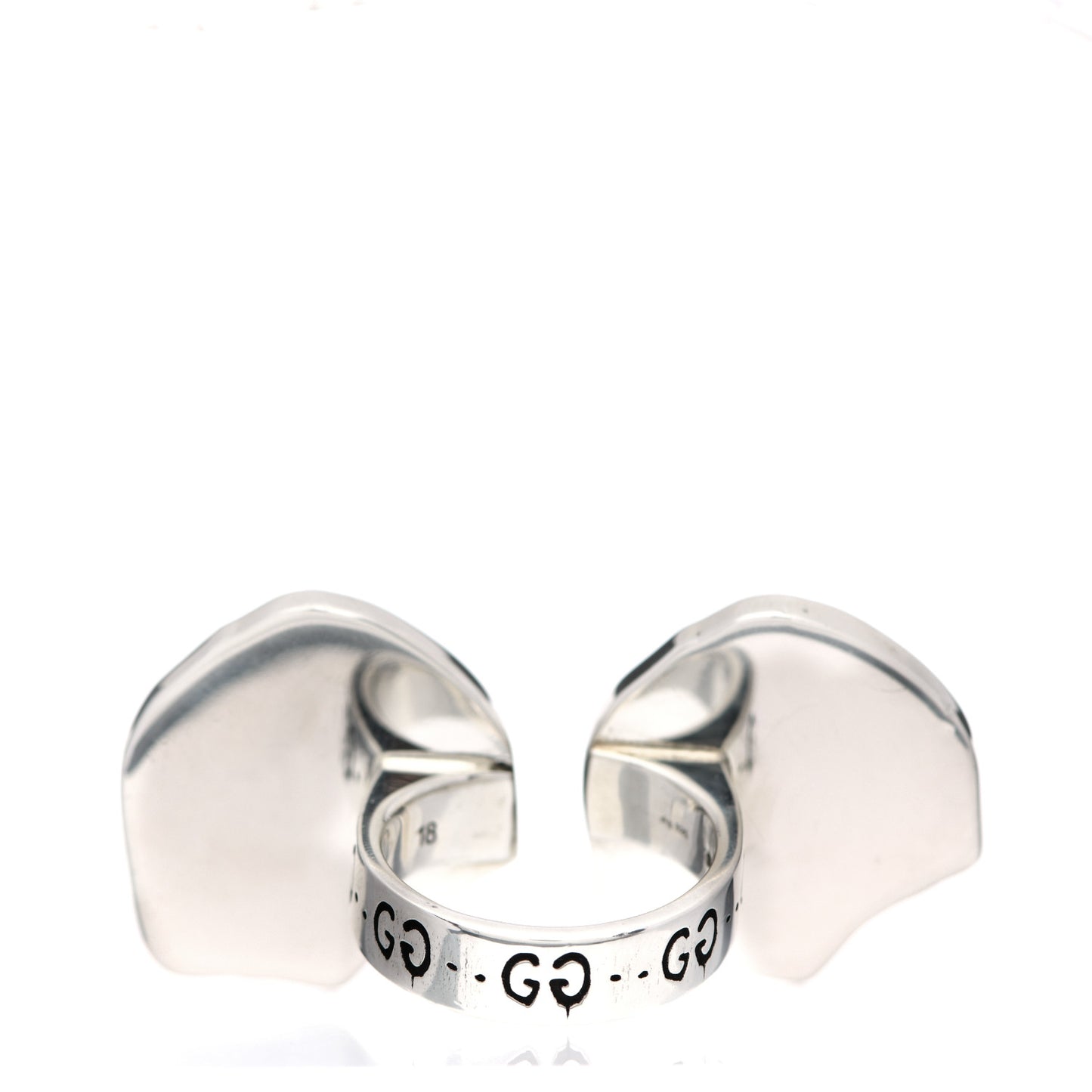 Sterling Silver GucciGhost Hamlet Skull Double Ring 58 8.25