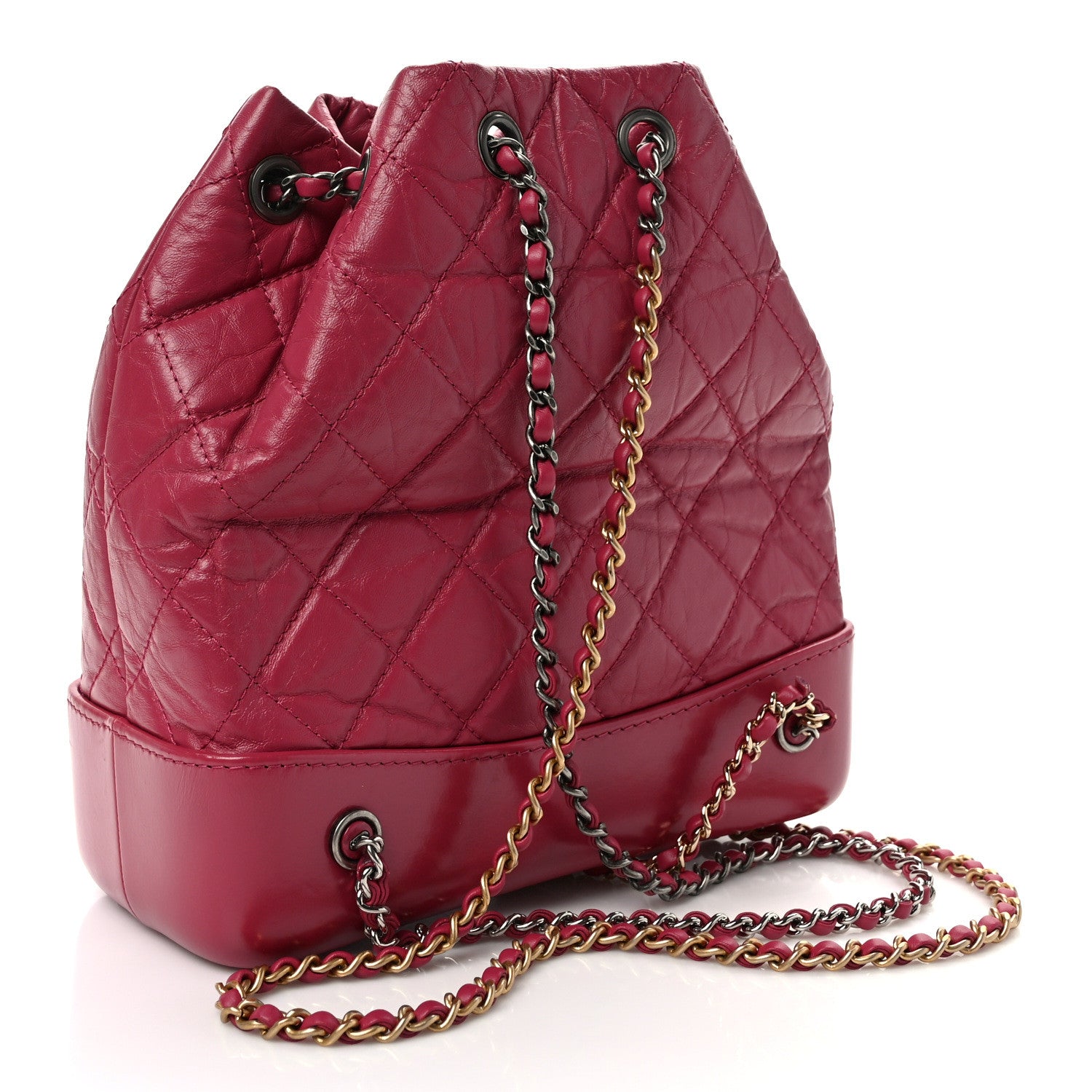 Chanel Aged Calfskin Quilted Small Gabrielle Backpack Dark Pink 3 of 9