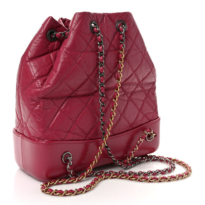 Chanel Aged Calfskin Quilted Small Gabrielle Backpack Dark Pink 3 of 9