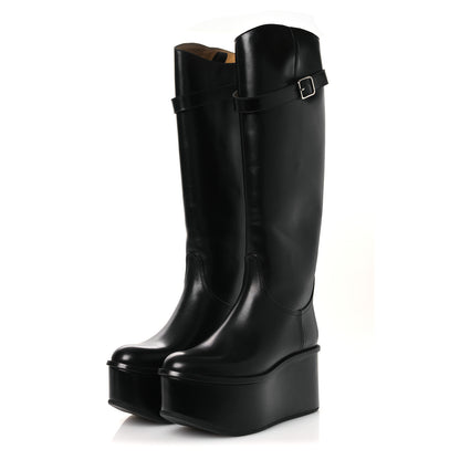 Loewe Calfskin Wedge Riding Boots 38 Black 4 of 10
