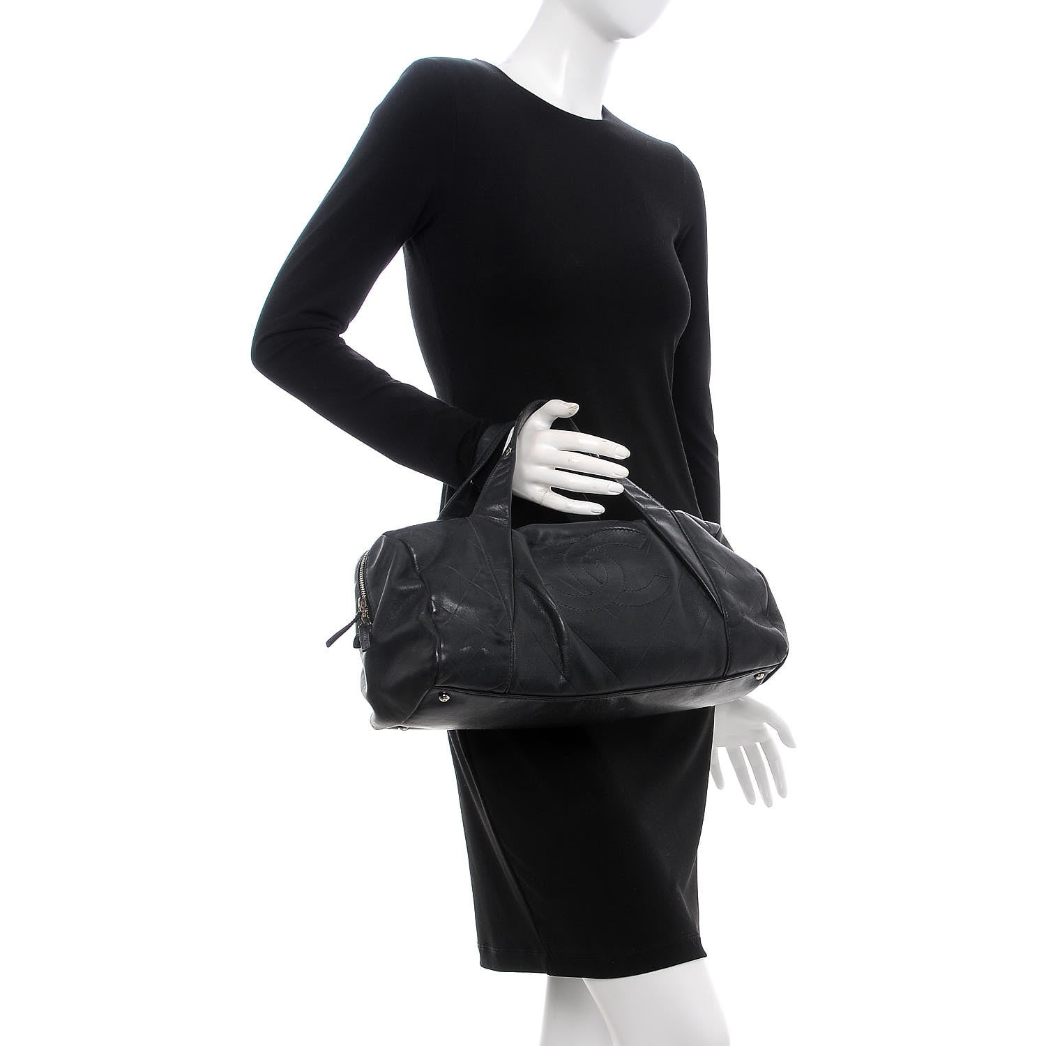 Chanel Calfskin CC Chevron All Day Long Boston Black 2 of 18