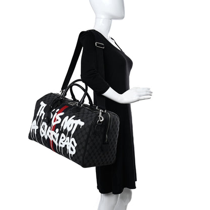 Gucci X BALENCIAGA BB Monogram Web Graffiti Medium Ophidia Carry-On Duffle Bag Black 2 of 10