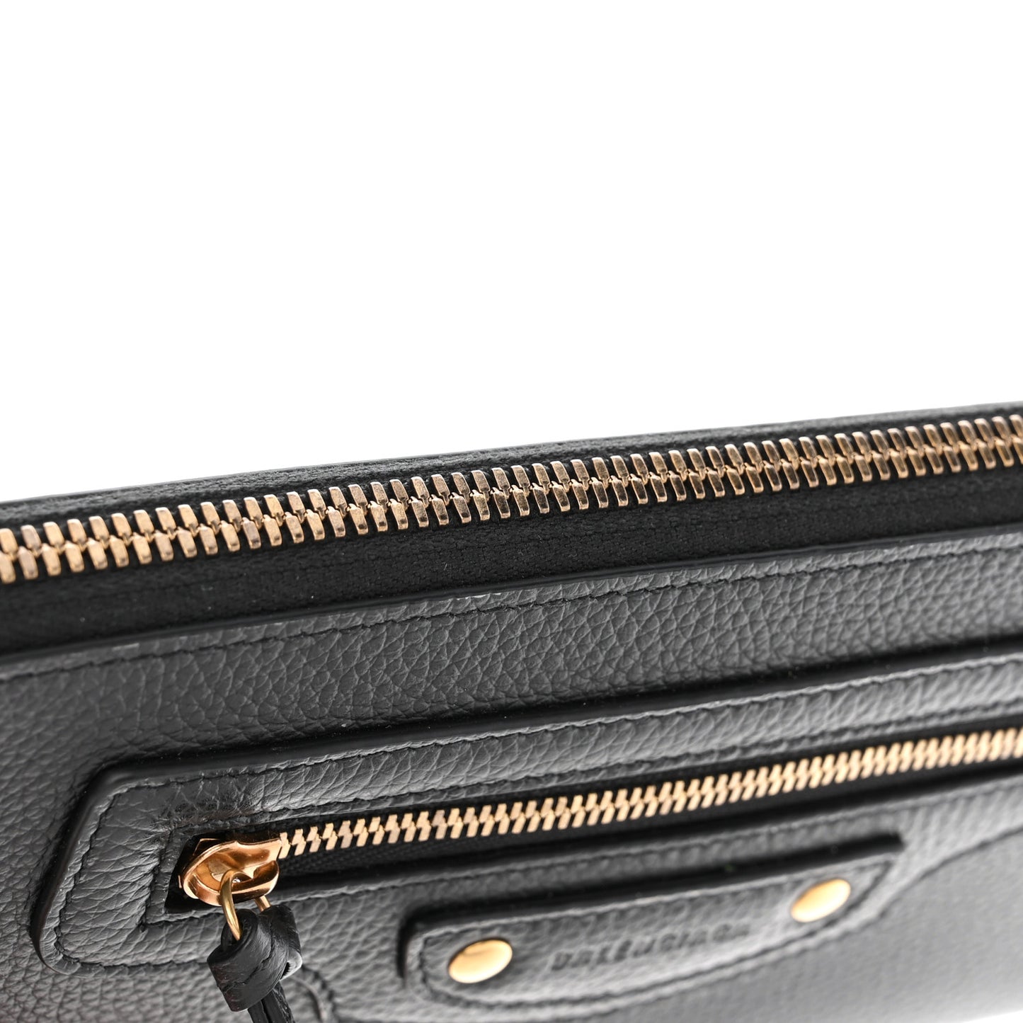 Grained Calfskin Neo Classic Gold Hardware Continental Zip Around Wallet Black