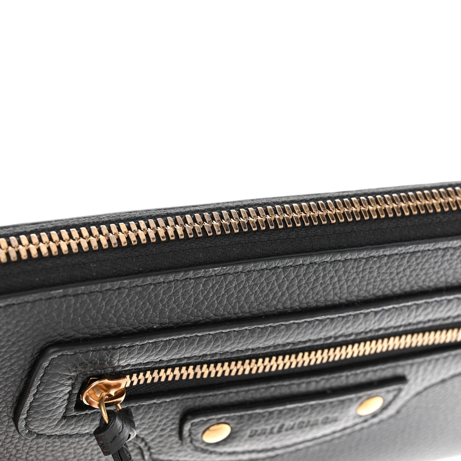 Balenciaga Grained Calfskin Neo Classic Gold Hardware Continental Zip Around Wallet Black 7 of 8